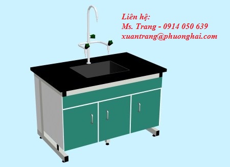 Bàn thí nghiệm áp tường có bồn